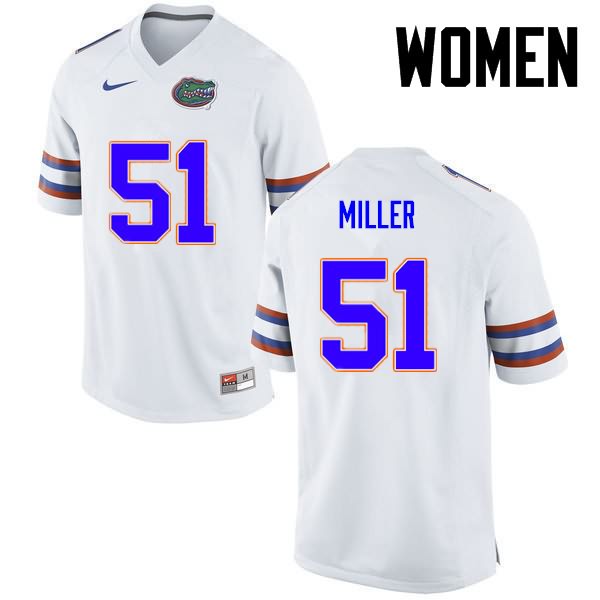 NCAA Florida Gators Ventrell Miller Women's #51 Nike White Stitched Authentic College Football Jersey FOW6564KX